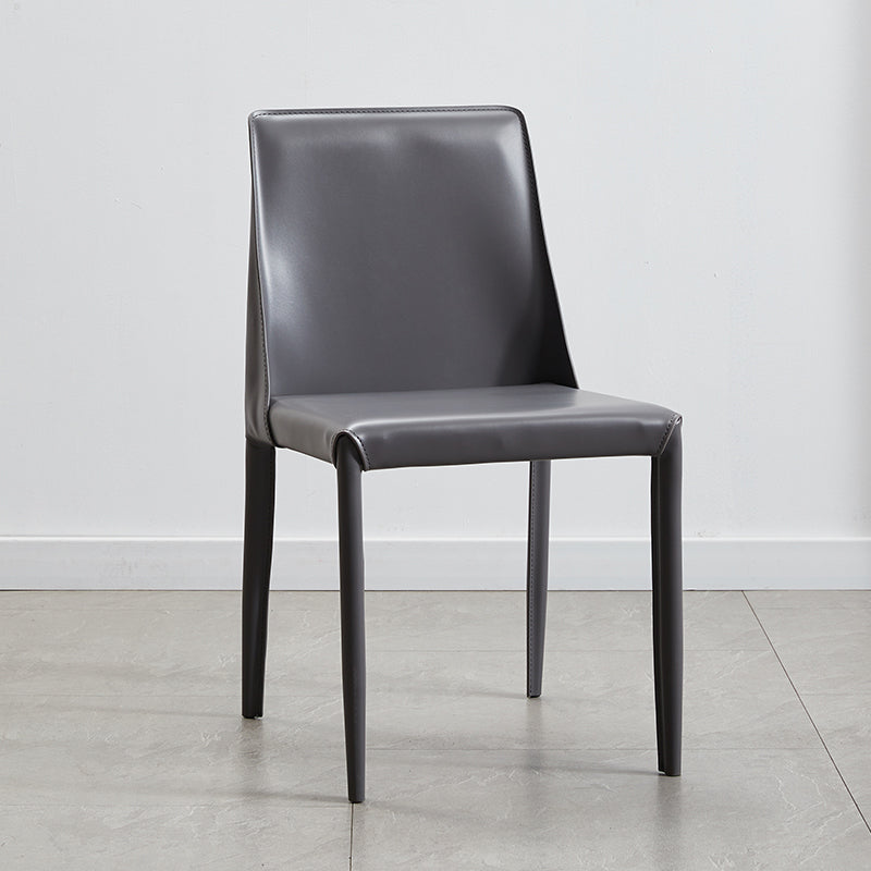 Faux Leather Contemporary Dining Room Chairs Matte Finish Solid Back Dining Arm Chairs