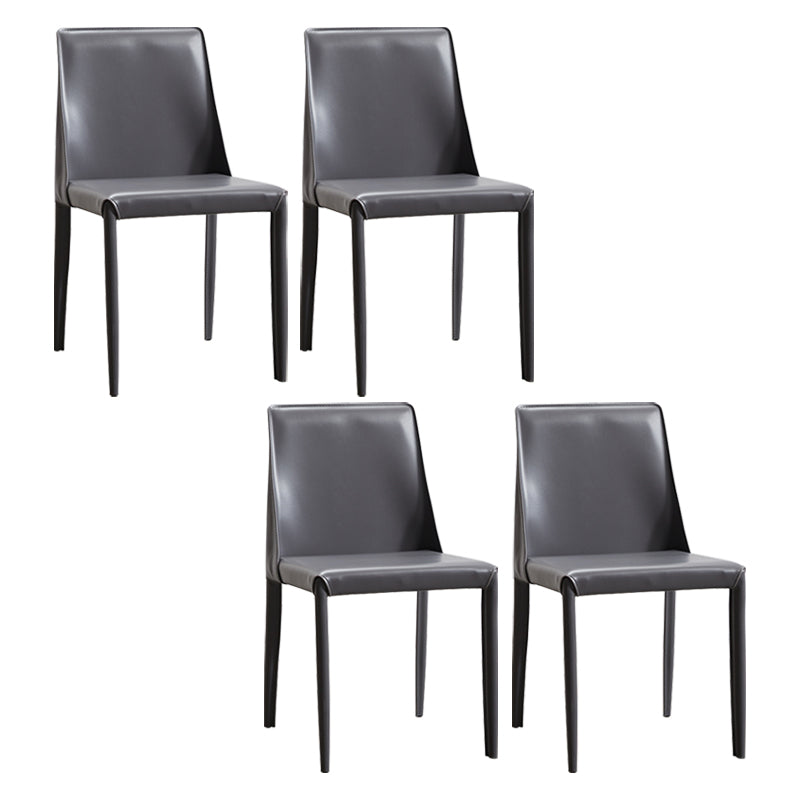 Faux Leather Contemporary Dining Room Chairs Matte Finish Solid Back Dining Arm Chairs