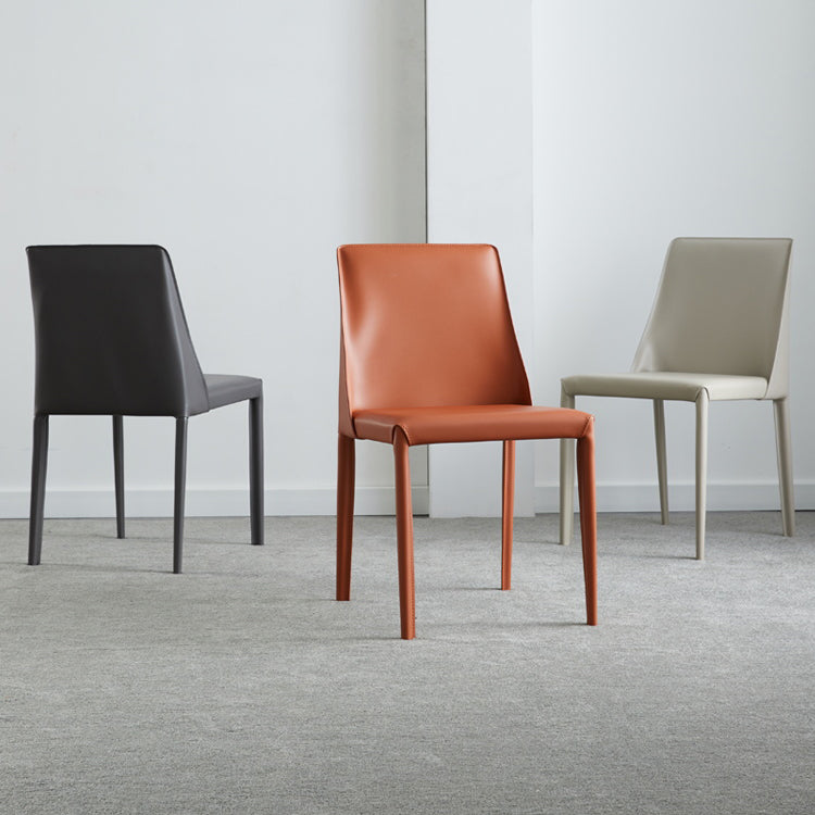 Faux Leather Contemporary Dining Room Chairs Matte Finish Solid Back Dining Arm Chairs