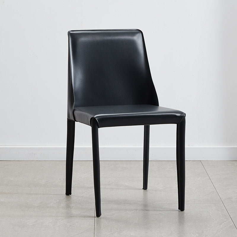 Faux Leather Contemporary Dining Room Chairs Matte Finish Solid Back Dining Arm Chairs
