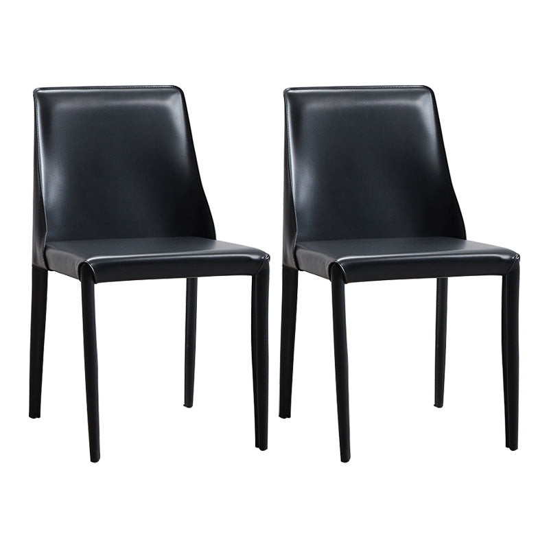 Faux Leather Contemporary Dining Room Chairs Matte Finish Solid Back Dining Arm Chairs