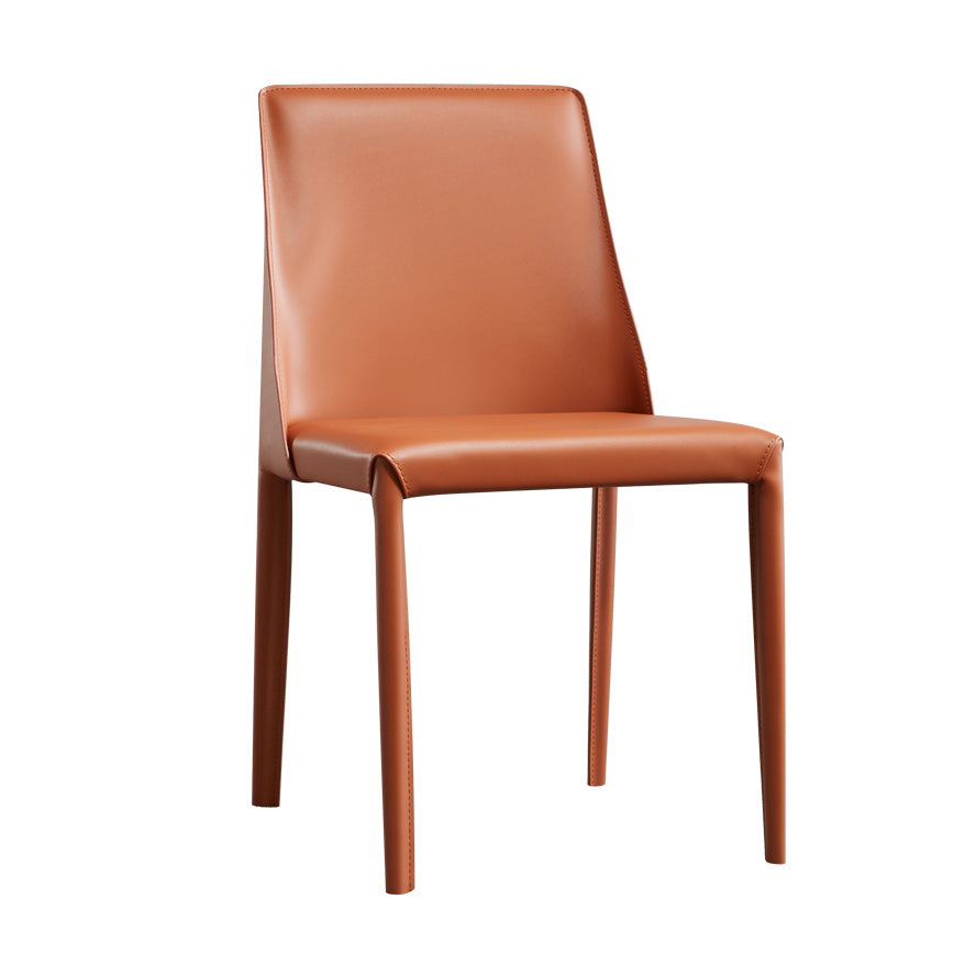 Faux Leather Contemporary Dining Room Chairs Matte Finish Solid Back Dining Arm Chairs