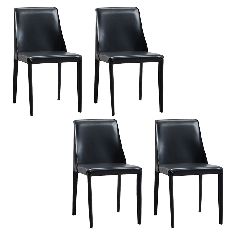 Faux Leather Contemporary Dining Room Chairs Matte Finish Solid Back Dining Arm Chairs