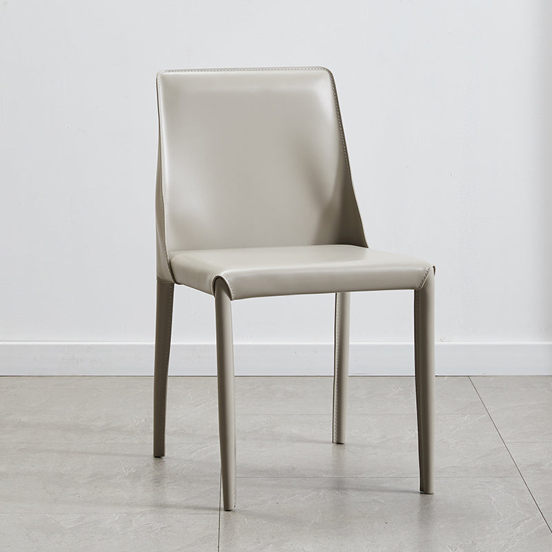 Faux Leather Contemporary Dining Room Chairs Matte Finish Solid Back Dining Arm Chairs