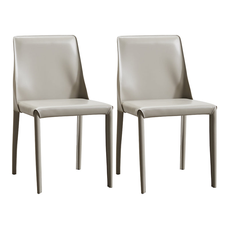 Faux Leather Contemporary Dining Room Chairs Matte Finish Solid Back Dining Arm Chairs