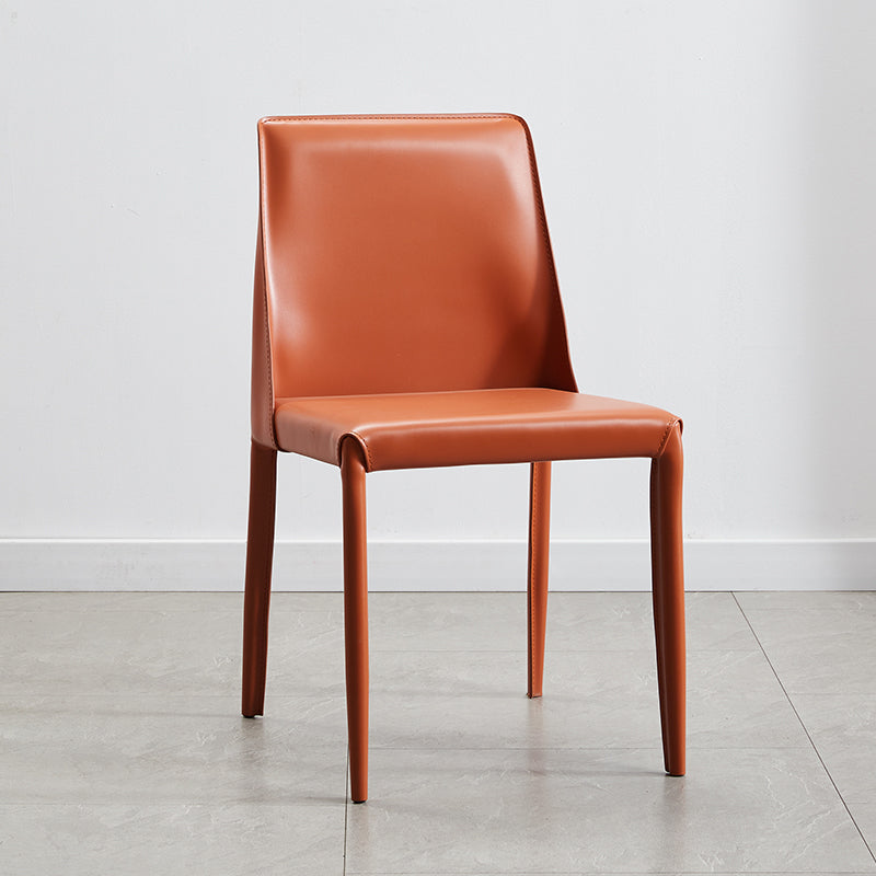 Faux Leather Contemporary Dining Room Chairs Matte Finish Solid Back Dining Arm Chairs