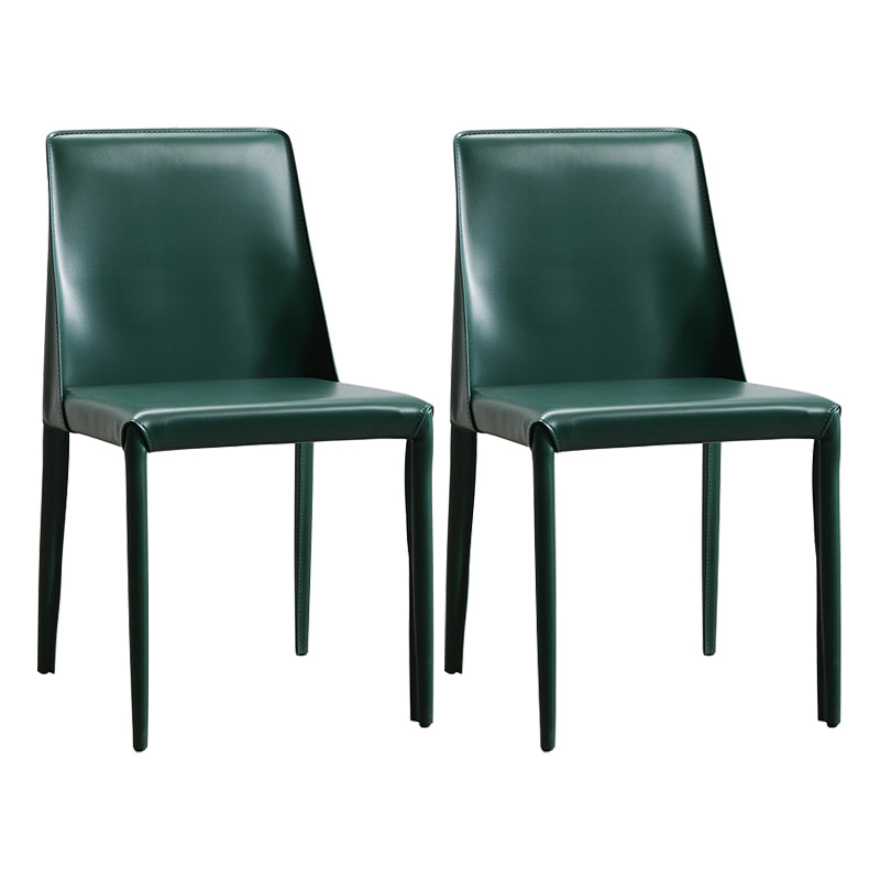 Faux Leather Contemporary Dining Room Chairs Matte Finish Solid Back Dining Arm Chairs