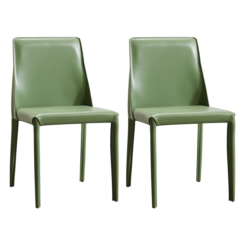 Faux Leather Contemporary Dining Room Chairs Matte Finish Solid Back Dining Arm Chairs