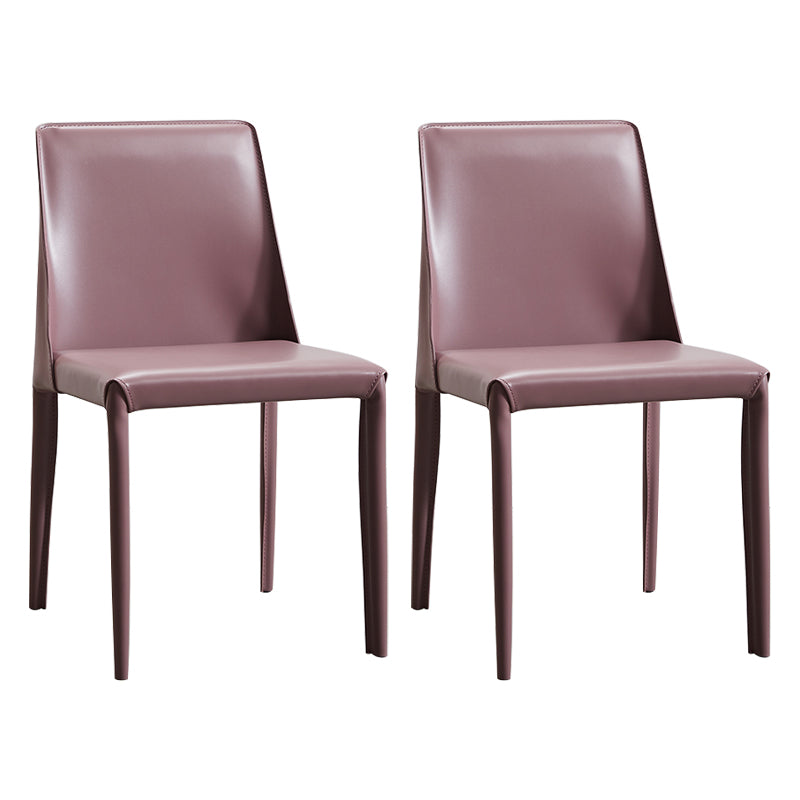 Faux Leather Contemporary Dining Room Chairs Matte Finish Solid Back Dining Arm Chairs