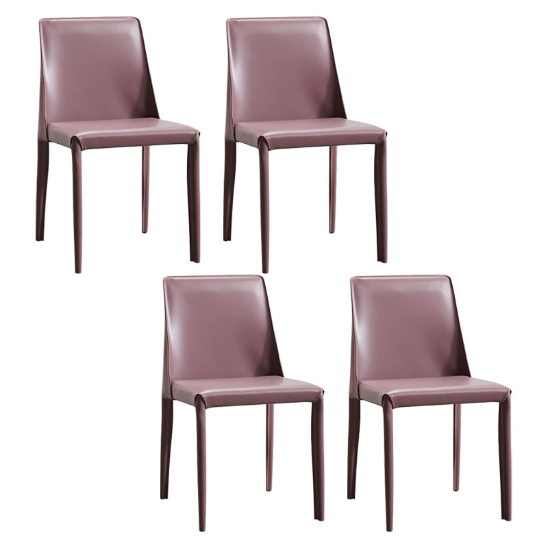 Faux Leather Contemporary Dining Room Chairs Matte Finish Solid Back Dining Arm Chairs