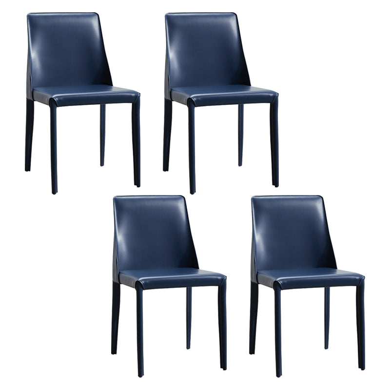 Faux Leather Contemporary Dining Room Chairs Matte Finish Solid Back Dining Arm Chairs
