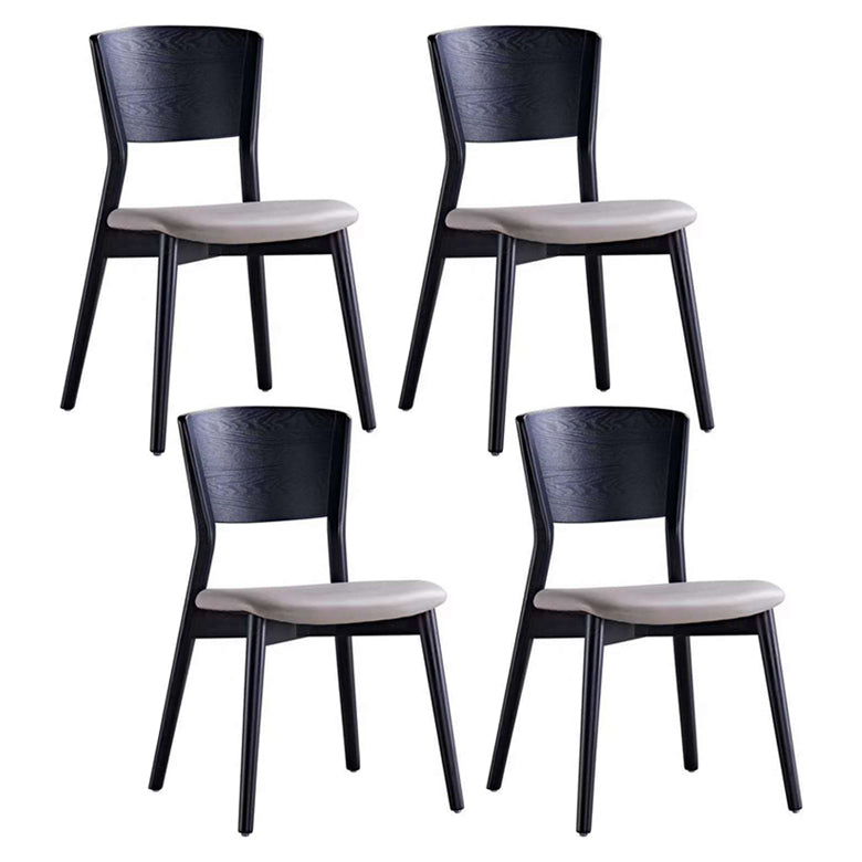 Industrial Style Solid Wood Side Chair Black Open Back Dining Side Chair