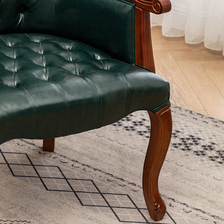 Victorian Dining Arm Chair Solid Back Side Chair with 4 Wood Legs for Home Use