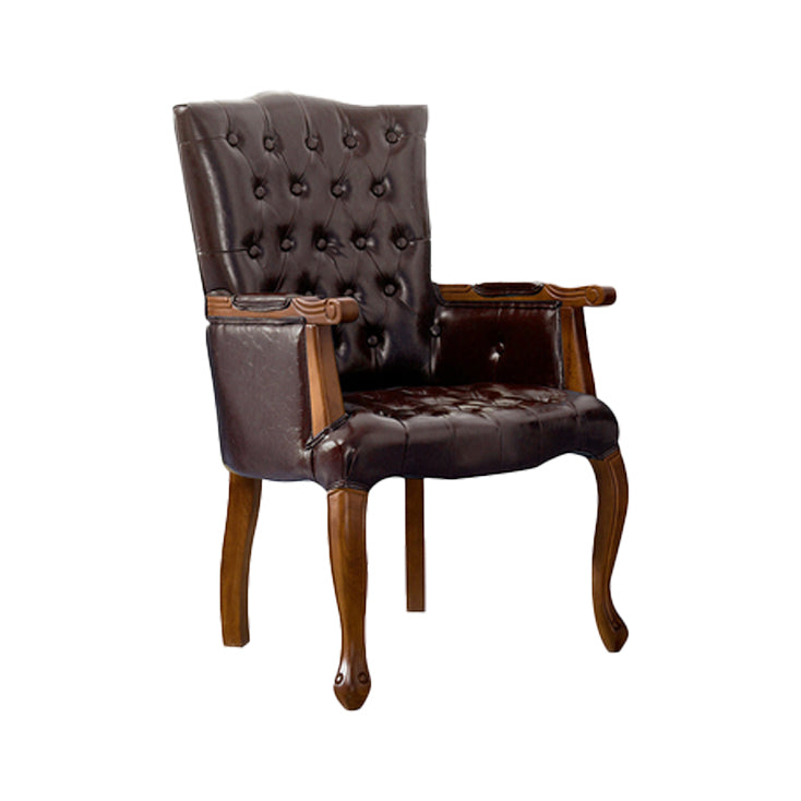 Victorian Dining Arm Chair Solid Back Side Chair with 4 Wood Legs for Home Use