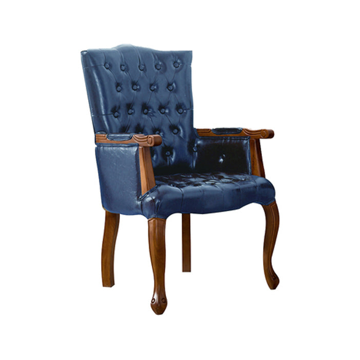 Victorian Dining Arm Chair Solid Back Side Chair with 4 Wood Legs for Home Use