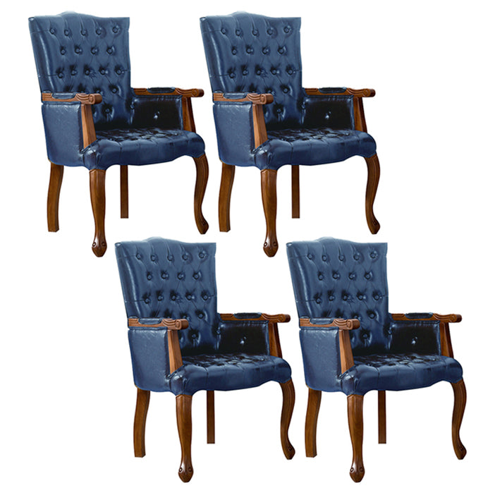 Victorian Dining Arm Chair Solid Back Side Chair with 4 Wood Legs for Home Use