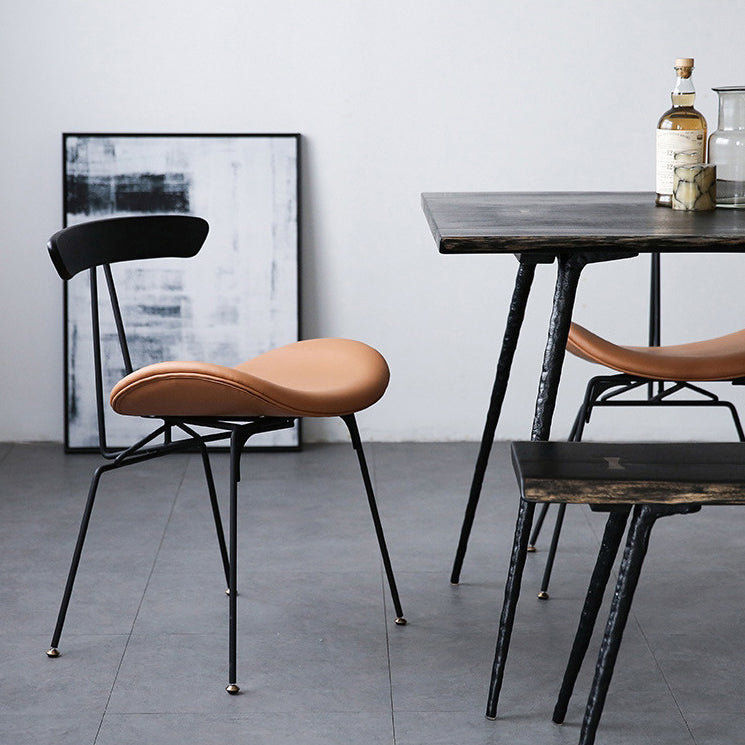 Industrial Chair with Metal Base 29"H Open Back Dining Side Chair for Restaurant