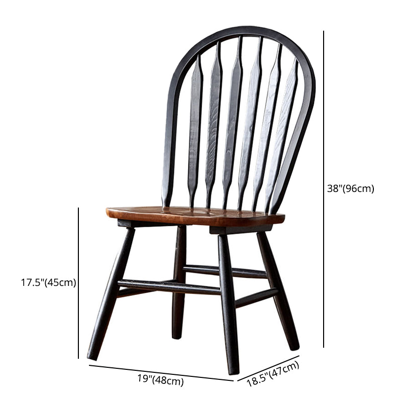 Traditional Style Dining Chair Solid Wood Windsor Back Side Chair for Home