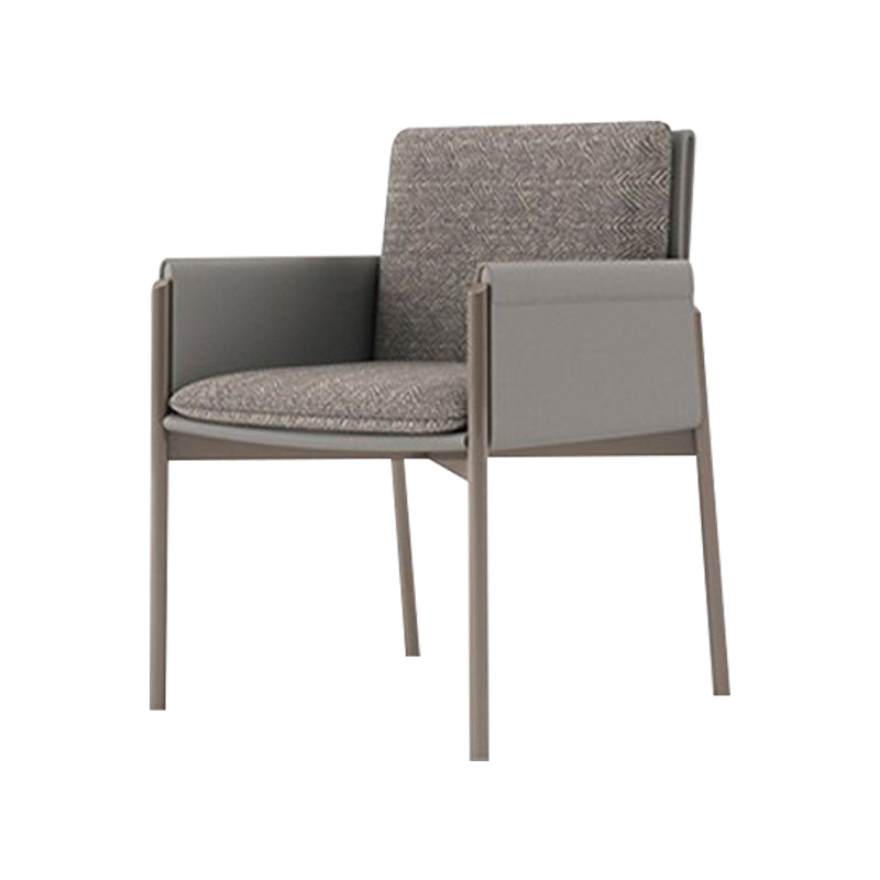 Faux Leather Contemporary Dining Chair Matte Finish Solid Back Dining Arm Chair
