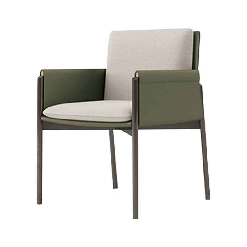 Faux Leather Contemporary Dining Chair Matte Finish Solid Back Dining Arm Chair