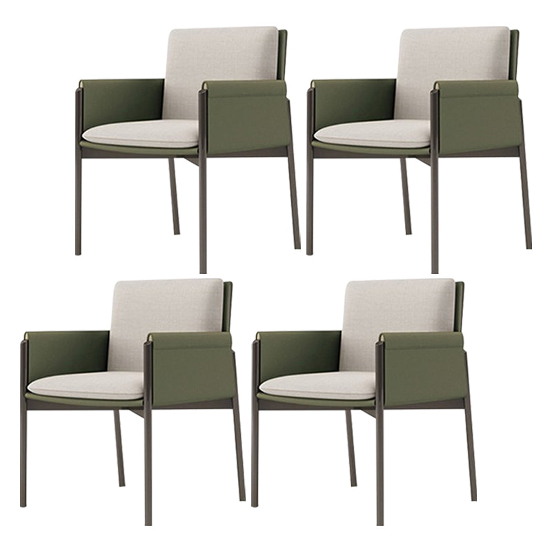Faux Leather Contemporary Dining Chair Matte Finish Solid Back Dining Arm Chair