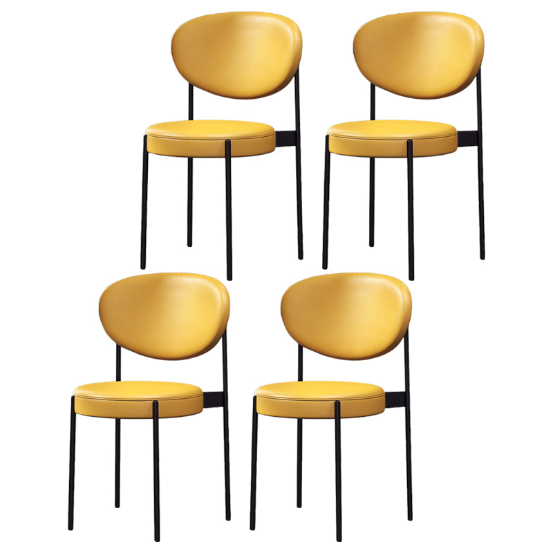 Chaise de salle à manger nordique en cuir de lin, chaise d'appoint à dossier ouvert de 33 pouces de hauteur avec base en métal
