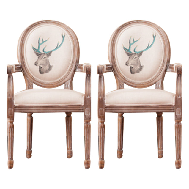 Country Style Dining Arm Chair King Louis Back Side Chair with Wood Legs for Home Use