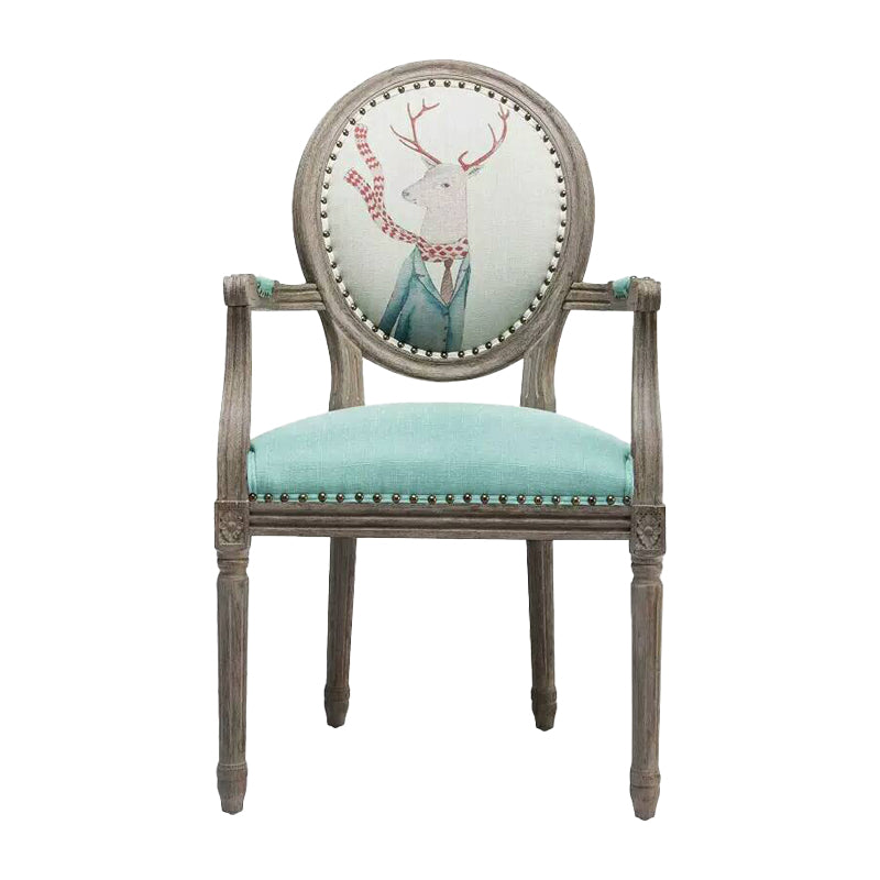 Country Style Dining Arm Chair King Louis Back Side Chair with Wood Legs for Home Use