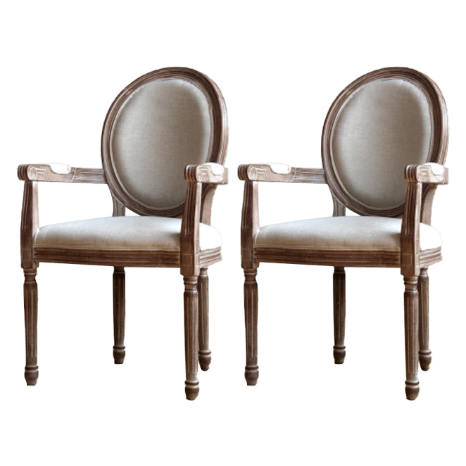 Country Style Dining Arm Chair King Louis Back Side Chair with Wood Legs for Home Use