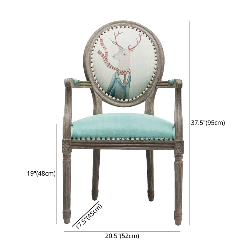 Country Style Dining Arm Chair King Louis Back Side Chair with Wood Legs for Home Use