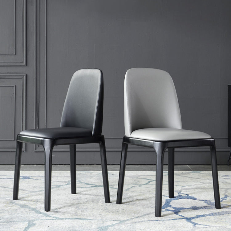 Faux Leather Industrial Dining Room Chair Matte Finish Solid Back Dining Chair