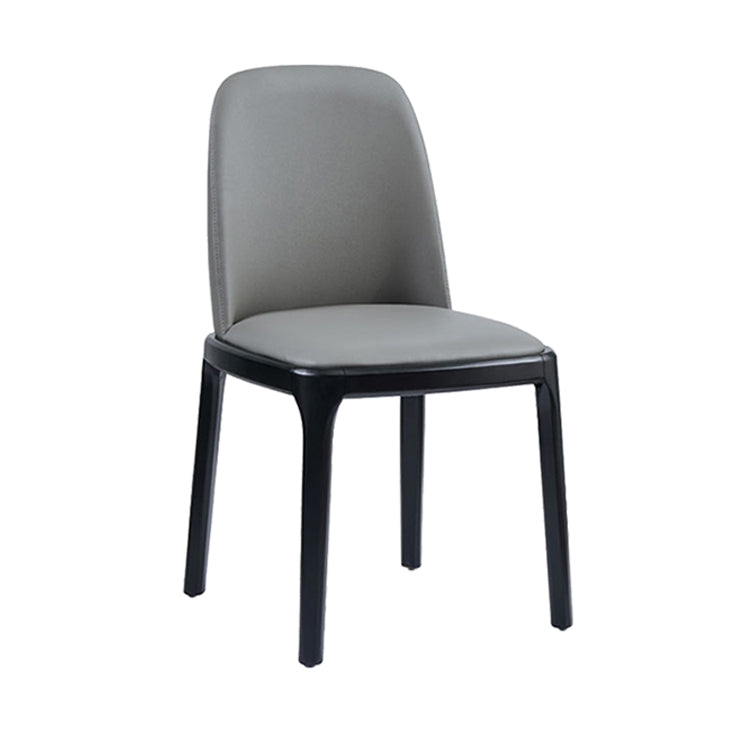 Faux Leather Industrial Dining Room Chair Matte Finish Solid Back Dining Chair