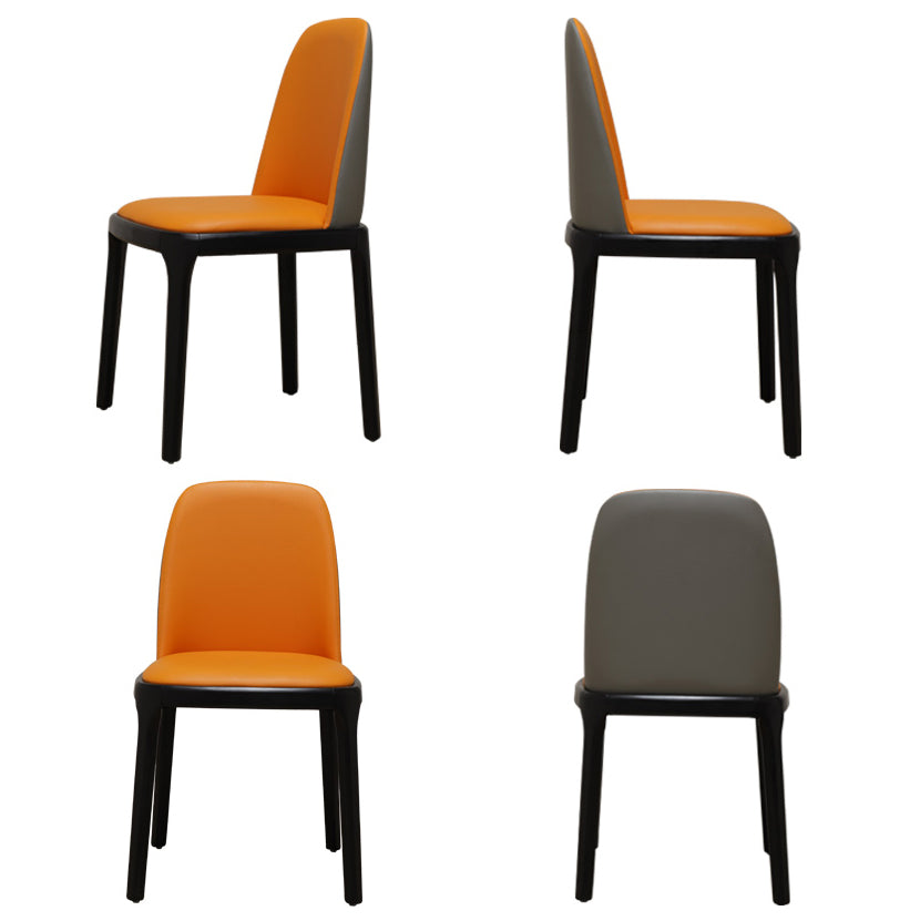 Faux Leather Industrial Dining Room Chair Matte Finish Solid Back Dining Chair
