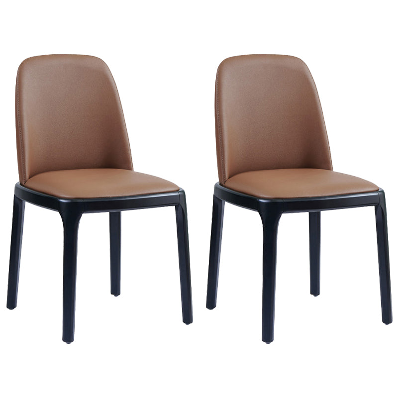 Faux Leather Industrial Dining Room Chair Matte Finish Solid Back Dining Chair
