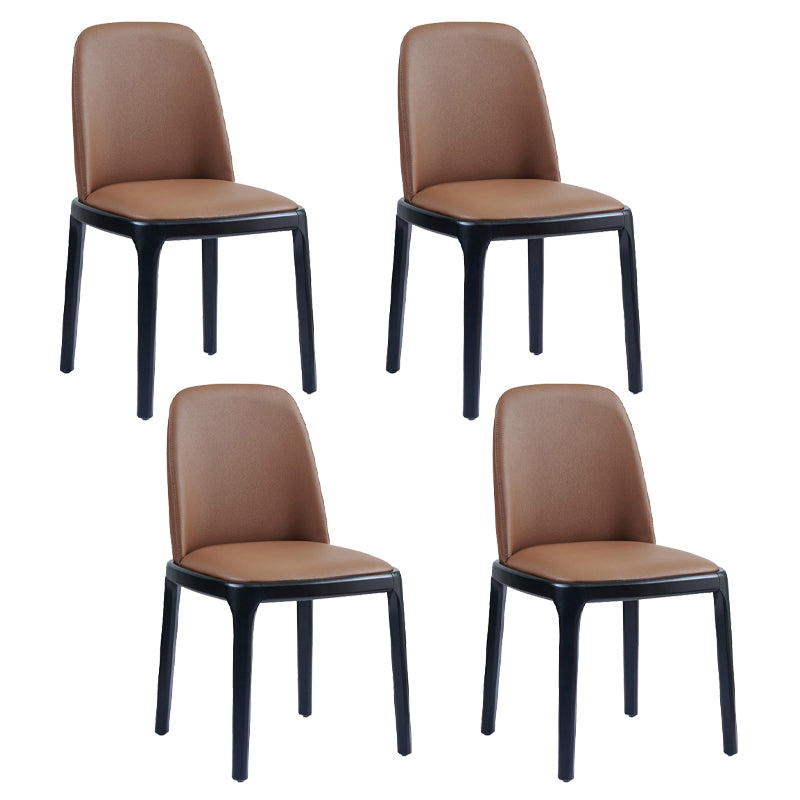 Faux Leather Industrial Dining Room Chair Matte Finish Solid Back Dining Chair