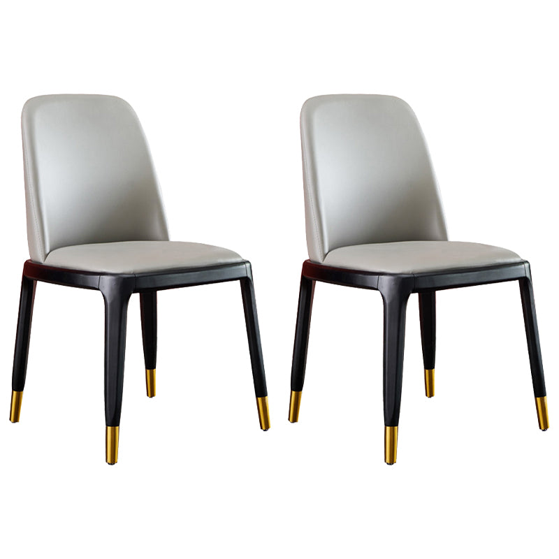 Faux Leather Industrial Dining Room Chair Matte Finish Solid Back Dining Chair