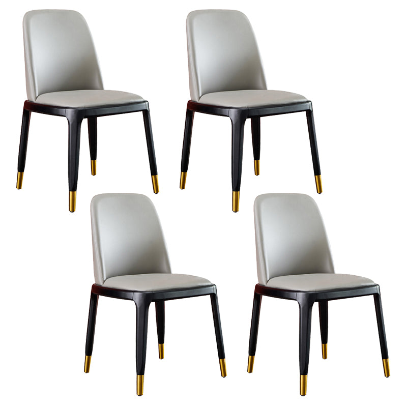 Faux Leather Industrial Dining Room Chair Matte Finish Solid Back Dining Chair
