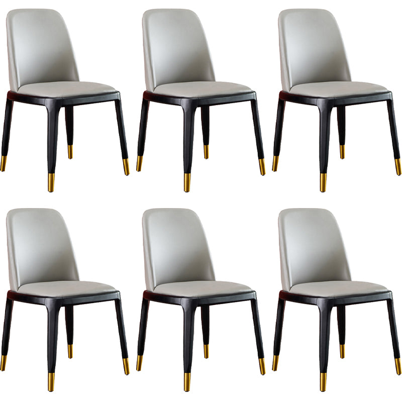 Faux Leather Industrial Dining Room Chair Matte Finish Solid Back Dining Chair