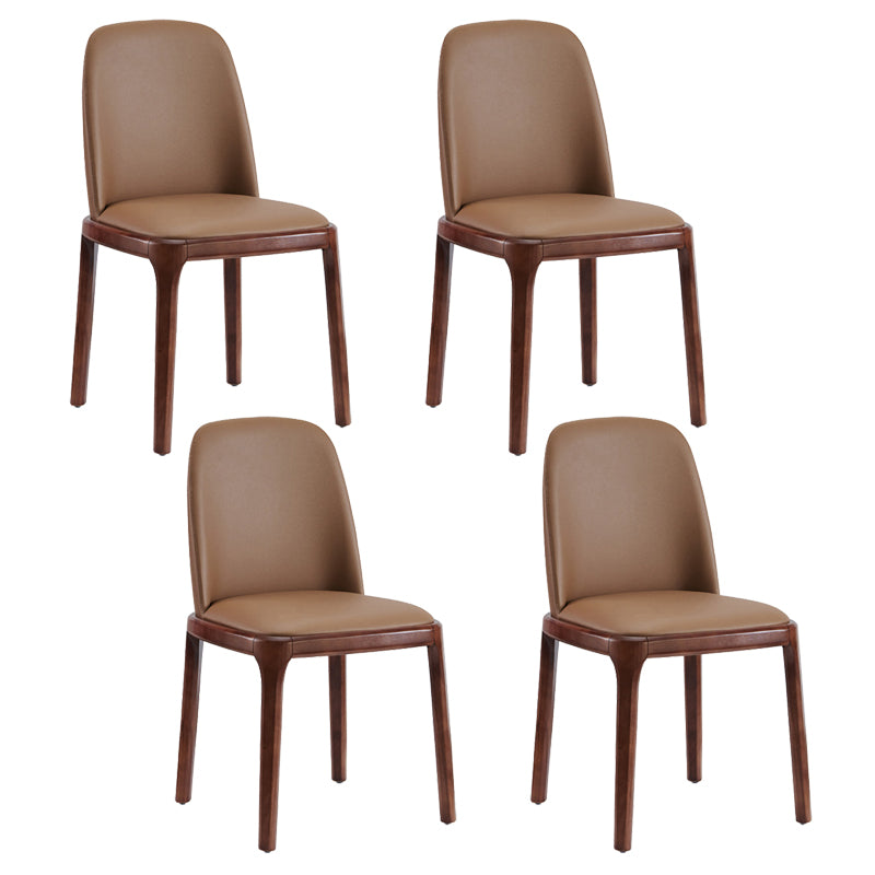Faux Leather Industrial Dining Room Chair Matte Finish Solid Back Dining Chair