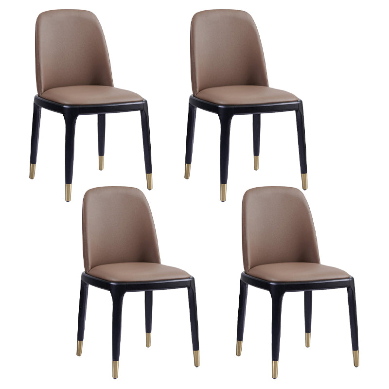 Faux Leather Industrial Dining Room Chair Matte Finish Solid Back Dining Chair