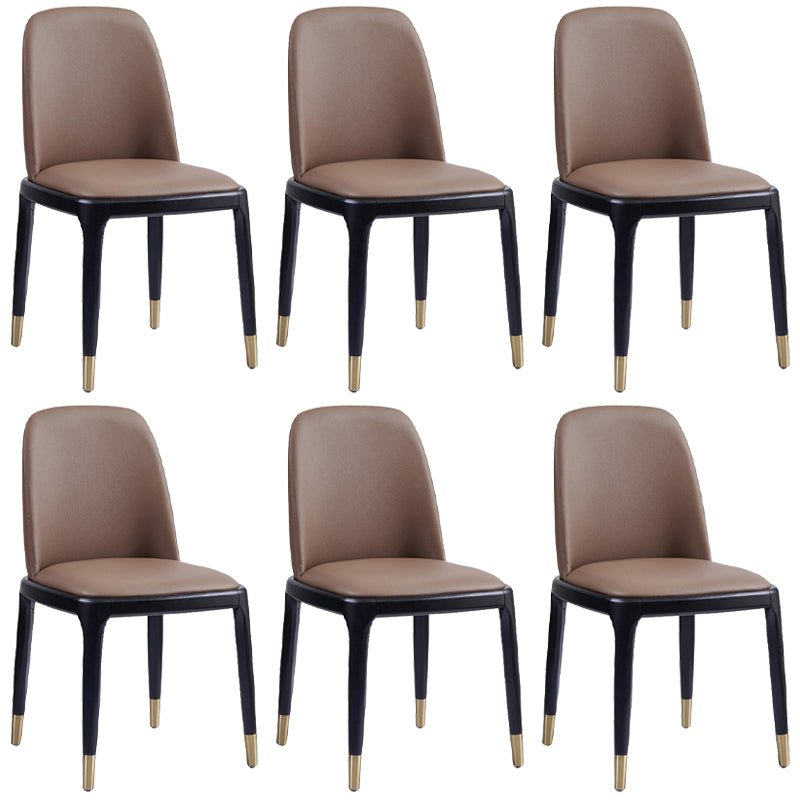 Faux Leather Industrial Dining Room Chair Matte Finish Solid Back Dining Chair