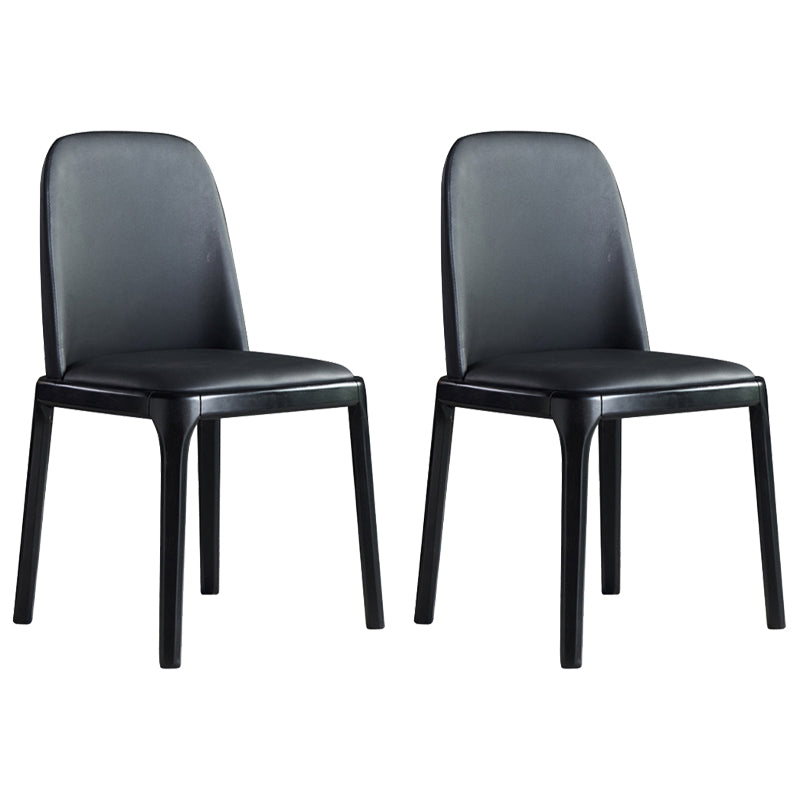 Faux Leather Industrial Dining Room Chair Matte Finish Solid Back Dining Chair