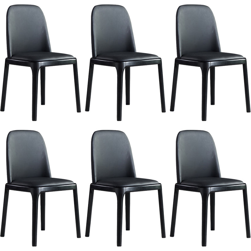 Faux Leather Industrial Dining Room Chair Matte Finish Solid Back Dining Chair