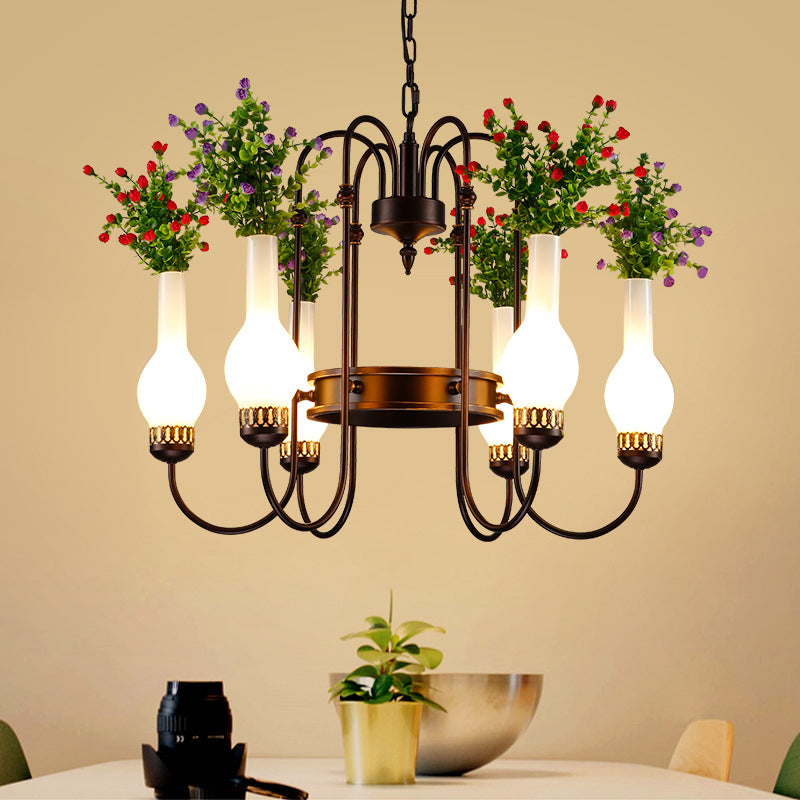 Luminaire de lustre en vase industriel 6 ampoules LED METAL LED Plant Suspension Éclairage en laiton