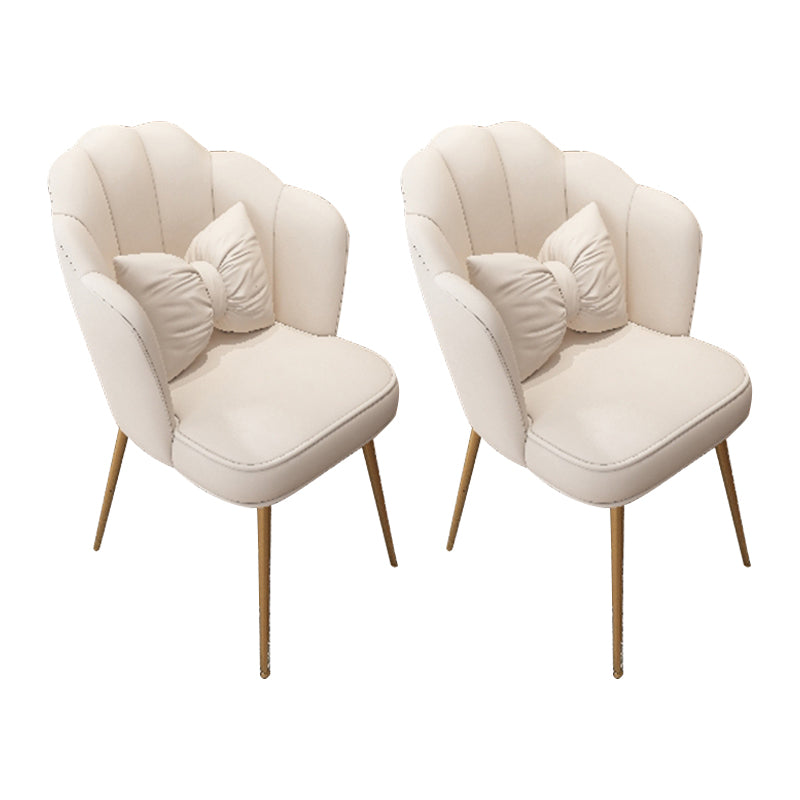 Scandinavian Dining Chair Solid Back Side Chair with 4 Metal Legs for Home Use