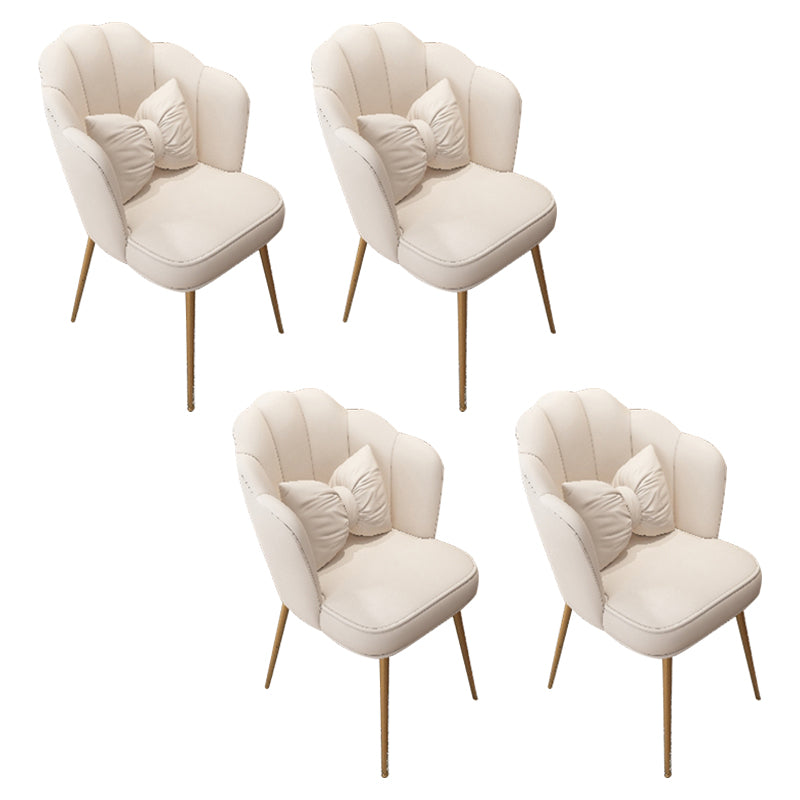 Scandinavian Dining Chair Solid Back Side Chair with 4 Metal Legs for Home Use