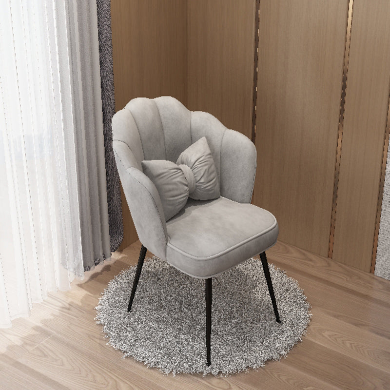 Scandinavian Dining Chair Solid Back Side Chair with 4 Metal Legs for Home Use