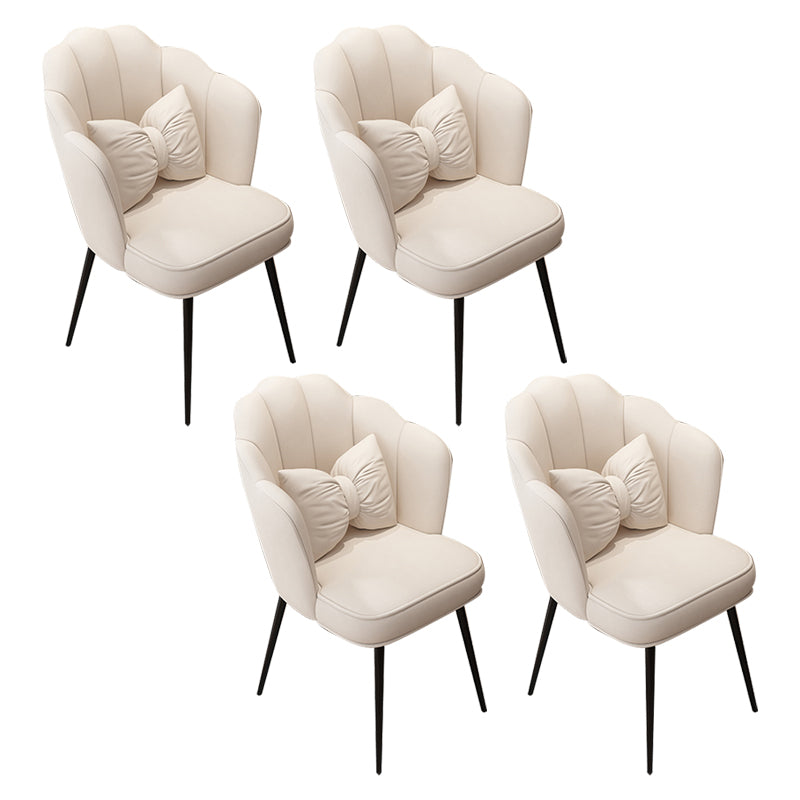 Scandinavian Dining Chair Solid Back Side Chair with 4 Metal Legs for Home Use