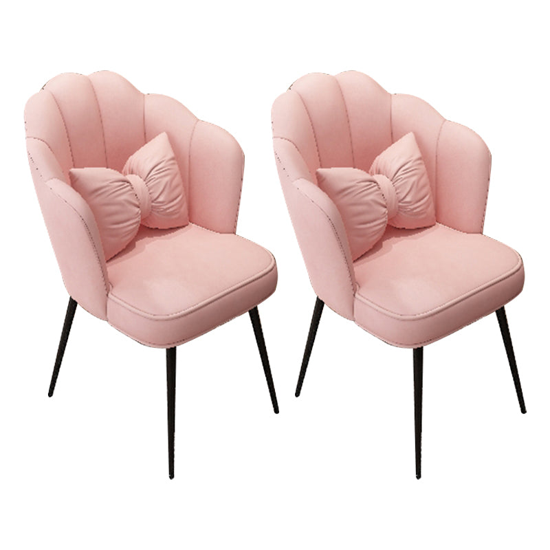 Scandinavian Dining Chair Solid Back Side Chair with 4 Metal Legs for Home Use
