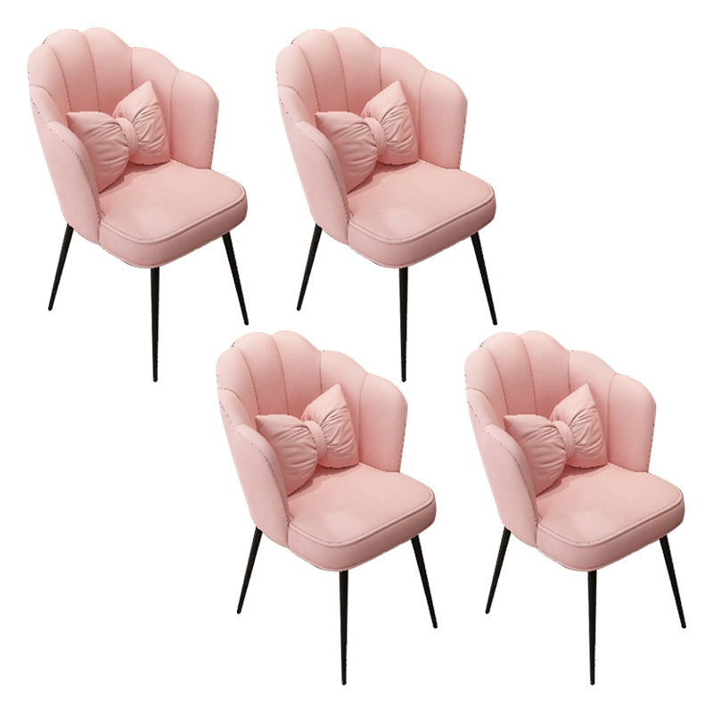 Scandinavian Dining Chair Solid Back Side Chair with 4 Metal Legs for Home Use